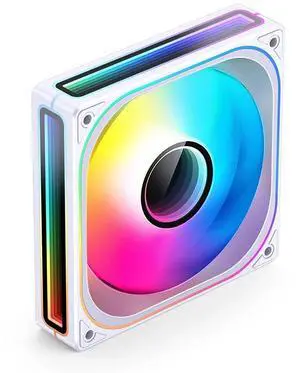 JONSBO ZB-120WR (Reversed)PC Case Fan, Silent Computer Fan with Axis & 4-Sides Infinity Mirror Fan 1800RPM,3Pin ARGB , 4Pin PWM Integrated M&F head,3Pin ARGB,, White