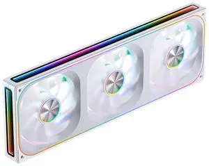 JONSBO ZA-360W PC Case Fan, All-IN-One Single Frame Unit with 3x120mm ARGB Fans 4 Pin PWM,3Pin ARGB, Silent Computer Fan with 4-Sides Infinity Mirror Fan 2400RPM, Aluminum Nameplate, White