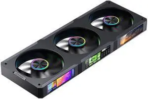 JONSBO ZC-360B 3.38"x3 Screen PC Fan,3 Magnetic 3.38 LCD Screen Control Software,Integrated Link Fan,Customize Display Patterns,Data,Video Upload and Playback,Screen Set Freely,Dual Ball Bearing,Black