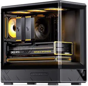 JONSBO D200 BLACK Micro ATX PC Case, Curved One-piece Glass Desktop Case,Digital Display Temperature Monitor,Support PSU ATX170mm/ GPU 410mm/CPU Cooler 171mm, Black