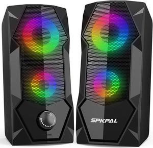 Computer Speakers  RGB Gaming Speaker PC 2.0 Wired USB Powered Stereo Volume Control Dual Channel Multimedia AUX 3.5mm for Laptop Desktop Tablet Phone Monitors