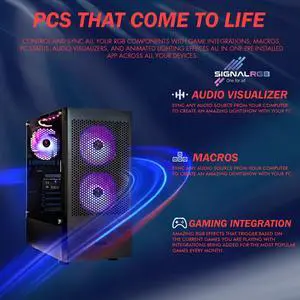 Gigatech Gaming Apollo 7 Gaming PC Desktop - AMD Ryzen 5 5500 4.2GHz 6-Core, NVIDIA RTX 5050 GPU Graphics Card, 32gb DDR4 3200MHz, 512GB SSD + 8TB HDD, RGB, Windows 11, Wi-Fi
