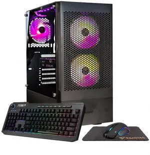 Gigatech Gaming Apollo 5 Gaming PC Desktop - AMD Ryzen 5 5500 4.2GHz 6-Core, NVIDIA RTX 3050 GPU Graphics Card, 16gb DDR4 3200MHz, 512GB SSD + 8TB HDD, RGB, Windows 11, Wi-Fi