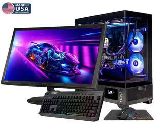 Gigatech Gaming Omega 7 Gaming PC Desktop Monitor Bundle- Intel Core Ultra 7 265K 5.5GHz 20-Core Processor, NVIDIA RTX 5080 GPU Graphics Card, 64gb DDR5 6000MHz, 1TB SSD + 6TB HDD, Windows 11, Wi-Fi