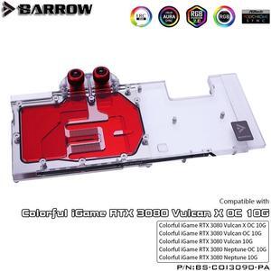 Barrow 3080 GPU Water Block for Colorful iGame RTX 3080 Vulan X OC, Full Cover ARGB GPU Cooler, BS-COI3090-PA
