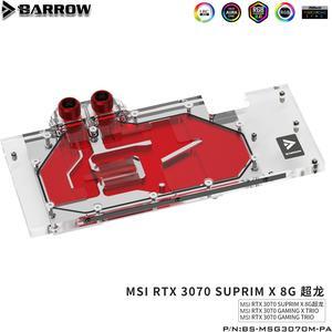 Barrow 3070 GPU Water Block for MSI RTX 3070 GAMING X TRIO, Full Cover ARGB GPU Cooler, PC Water Cooling, BS-MSG3070M-PA