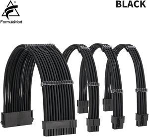 FormulaMod NCK1 Series PSU Extension Cable Kit , Solid Color Cable Solid Combo 300mm ATX24Pin PCI-E8Pin CPU8Pin With Combs