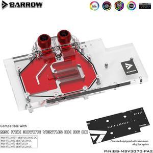 Barrow 3070 GPU Water Block for MSI RTX 3070 VENTUS 3X OC, Full Cover ARGB GPU Cooler, BS-MSV3070-PA2