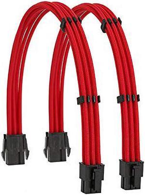 FormulaMod Sleeve Extension Power Supply Cable Kit 18AWG PCI-E 2x 6-Pin with Cable Combs for PSU to Motherboard/GPU (Red 2x PCI6)