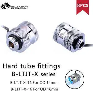 RGB Hard Tube Fitting Built-in Lighting Bykski Water Cooling Adapter For OD14mm / OD16mm Rigid Pipe, 8pcs/lot, B-LTJT-X B-LTJT-X-16
