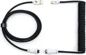 FormulaMod Custom Coiled Keyboard Cable for Type-C Mechanical Keyboard,Aviator USB Cable for Gaming Keyboard, Pro Double Sleeved Cable with Organizer Zipper Bag