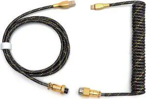 FormulaMod Custom Coiled Keyboard Cable for Type-C Mechanical Keyboard,Aviator USB Cable for Gaming Keyboard, Pro Double Sleeved Cable with Organizer Zipper Bag