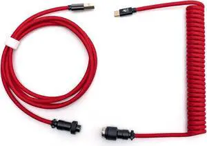 FormulaMod Custom Coiled Keyboard Cable for Type-C Mechanical Keyboard,Aviator USB Cable for Gaming Keyboard, Pro Double Sleeved Cable with Organizer Zipper Bag