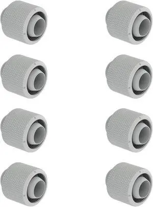 Barrow Soft Tube Fitting For 10x16mm (3/8"IDx5/8"OD) Tubing, Thread G1/4" Compression Tube Fitting For Water Cooling System, 8 Pack White Kit THKN-3/8-V4