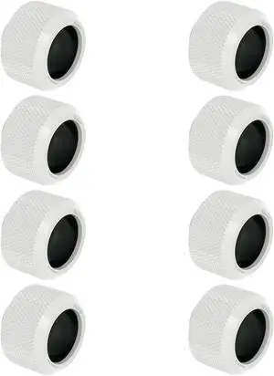 Barrow Hard Tube Fitting For Outer Diameter 16mm Rigid Tubing, Thread G1/4" Compression Tube Fitting For Water Cooling System, 8 Pack White Kit TFYKN2-T16