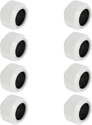 Barrow Hard Tube Fitting For Outer Diameter 14mm Rigid Tubing, Thread G1/4" Compression Tube Fitting For Water Cooling System, 8 Pack White Kit TFYKN2-T14