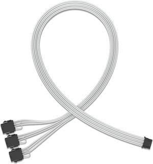 FormulaMod PCIe 5.0 16pin(12+4pin) Sleeved Extension Cable, 12VHPWR 16pin To 3x PCIe 8pin Convert Cable, 600W 16AWG Adapter PSU Cable, With 12+4pin Dedicated Comb, White