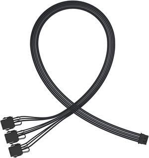 FormulaMod PCIe 5.0 16pin(12+4pin) Sleeved Extension Cable, 12VHPWR 16pin To 3x PCIe 8pin Convert Cable, 600W 16AWG Adapter PSU Cable, With 12+4pin Dedicated Comb, Black
