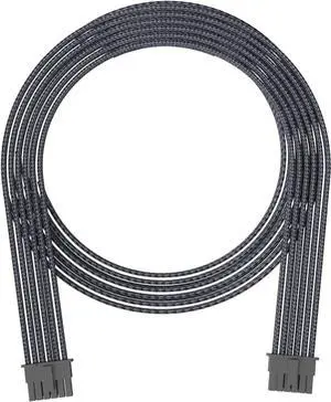 FormulaMod PCIe 5.0 16pin(12+4pin) Sleeved Modular Cable, 12VHPWR Male To Male Power Cable, 600W 16AWG PSU Cable, With 12+4pin Dedicated Comb, Black