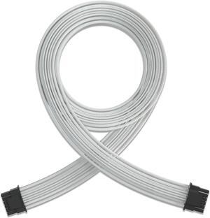 FormulaMod PCIe 5.0 16pin(12+4pin) Sleeved Modular Cable, 12VHPWR Male To Male Power Cable, 600W 16AWG PSU Cable, With 12+4pin Dedicated Comb, White