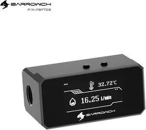 Barrowch OLED Display Multimode Protector, Alarm For Overheat, Abnormal Shutdown, Water Cooling Loop Protection, FBFT08 Black