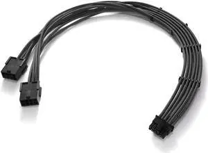 FormulaMod RTX 4070Ti PCIe 5.0 Power Cable Extender, 12VHPWR 16Pin(12+4) Male to 2x8Pin Female 16AWG Sleeved Extension Cord with Cable Combs, 17.7inch Gray