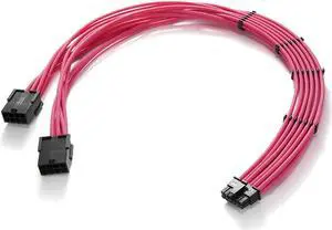 FormulaMod RTX 4070Ti PCIe 5.0 Power Cable Extender, 12VHPWR 16Pin(12+4) Male to 2x8Pin Female 16AWG Sleeved Extension Cord with Cable Combs Compatible GeForce RTX 4070Ti/4070/3090Ti, 17.7inch Pink