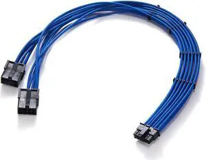 FormulaMod RTX 4070Ti PCIe 5.0 Power Cable Extender, 12VHPWR 16Pin(12+4) Male to 2x8Pin Female 16AWG Sleeved Extension Cord with Cable Combs, 17.7inch Blue FormulaMod RTX 4070Ti PCIe 5.0 Power Cable Extender, 12VHPWR 16Pin(12+4) Male to 2x8Pin Female 16AWG Sleeved Extension Cord with Cable Combs, 17.7inch Blue