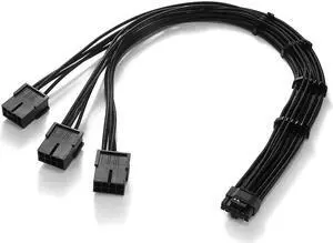 FormulaMod RTX 3090TI 4090 16Pin(12+4) to 3x8Pin PCI-E 5.0 Sleeved Extension Cable,12Pin to 3x8Pin Compatible 3090ti and RTX4090 4080 Series,17.7 inch with Cable Combs