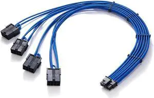 FormulaMod 16AWG RTX 4090 4080 4070TI 3090Ti16Pin(12+4) to 4x8Pin PCI-E 5.0 Sleeved Extension Cable,12Pin to 4x8Pin, 17.7 inch with Cable Combs Blue