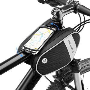 ROCKBROS Bike Front Frame Bag Top Tube Bike Phone Mount Bag Waterproof Bicycle Handlebar Bag