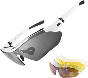 RockBros Polarized Sports Sunglasses UV Protection Cycling Glasses Outdoor White