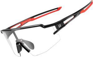 ROCKBROS Photochromic Sports Sunglasses for Men Women Cycling UV Protection Black Red