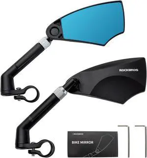 ROCKBROS 2023 Newest Handlebar Bike Mirror Adjustable Safe Rear View Mirror Anti-glare Lens Scratch Resistant Glass Lens 360 Degree Flat Rotation Bike Accessories Suitable For 21-24mm Handlebar