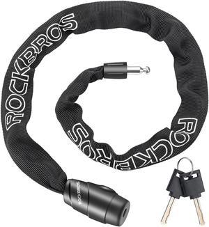 ROCKBROS Bike Lock Chain Bicycle Lock, Heavy Duty Anti Theft, 3 Ft Long, 5mm Thick Bike Chain Lock with Key Set, Cut Proof Security Scooter Lock Commuter Lock for Door, Gate, Fence, Grill