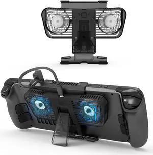 RGB Cooling Fan for Valve Steam Deck & Nintendo Switch OLED, Cooling Fan Dock with Stand & USB-C Adaptor, Steam Deck Cooler USB-C Powered with Adjustable Speed & Blue RGB Lighting