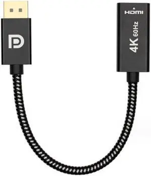 0.24M 0.65FT 4K 60HZ DisplayPort to HDMI Adapter Cable,DP Male to HDMI Female Converter Adaptor