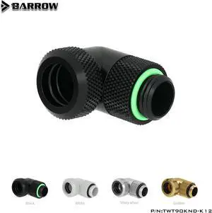 Barrow TWT90KND-K12, 90 Degree Rotary Hard Tube Fittings, G1/4 Adapters For OD12mm Hard Tubes, Black A set