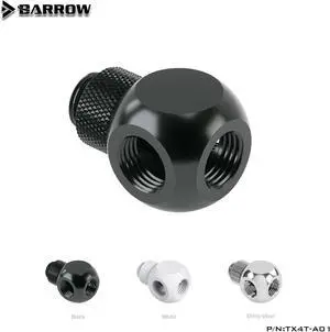 Barrow TX4T-A01 G1 / 4 "X4 Black  silver Extender rotation 4-Way cubic Adaptor seat water cooling computer accessories