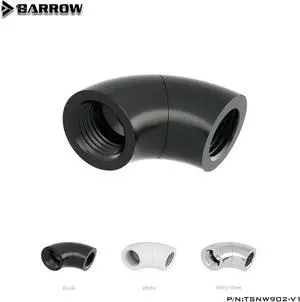 Barrow G1 / 4 " Black Silver 90 degrees double female 360 degree rotatable water cooling connector TSNW902-V1