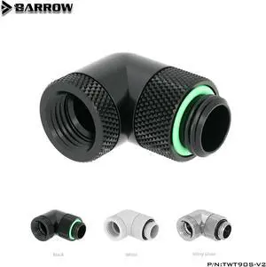 Barrow Black Silver G1/4''thread 90 degree two Rotary Fitting Adapter Rotating 90 degrees water cooling Adaptors TWT90S-V2