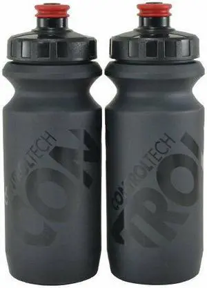Controltech Wide-Mouth Bike Cycling Water Bottle 600 ml Black, 2 Bottle, TB2622