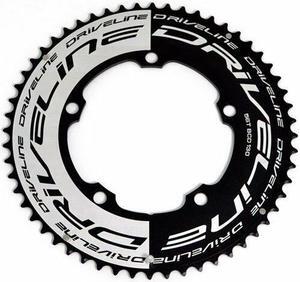 Driveline AL7075 Road Bike Bicycle TT Chainring 56T, BCD 130mm, Black and White, ST1351