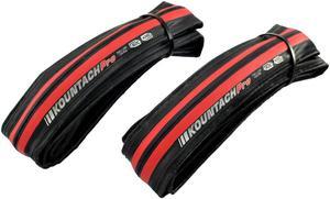 KENDA Kountach K1092 700 x 23C Road Bike Bicycle Folding Tire Tyre, Black and Red, 2 Tire, KD2001