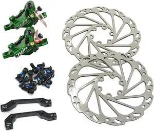 JUIN TECH R1 Hydraulic Road CX Disc Brake set 160mm with Rotor, Front and Rear,Green, JT1904