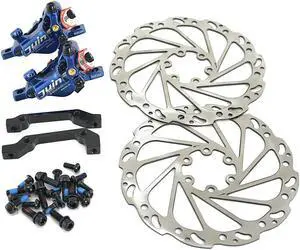 JUIN TECH R1 Hydraulic Road CX Disc Brake set 160mm with Rotor, Front and Rear, Blue, JT1903