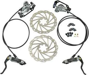 JUIN TECH DB1 MTB E-bike Hydraulic Dual-Piston Disc Brake Set(F+R) w/160mm Rotor, Gray, JT2265