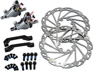 JUIN TECH M1 Hydraulic MTB E-Bike Disc Brake Set 160mm with Rotor, Front and Rear, Gray, JT1949