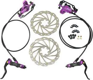 JUIN TECH DB1 MTB E-bike Hydraulic Dual-Piston Disc Brake Set(F+R) w/160mm Rotor, Purple, JT2268