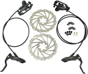 JUIN TECH DB1 MTB E-bike Hydraulic Dual-Piston Disc Brake Set(F+R) w/160mm Rotor, Black, JT2263